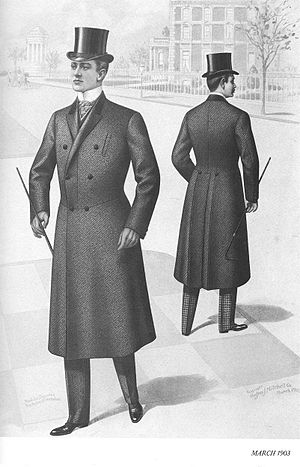 English: A frock overcoat (front and back view)