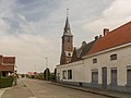 Hertsberge, Kircheturm (de Sint Janskerk) in der Strasse