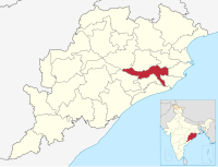 मानचित्र जिसमें कटक ज़िला Cuttack district କଟକ ଜିଲ୍ଲା हाइलाइटेड है