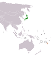 Location map for Japan and Tonga.