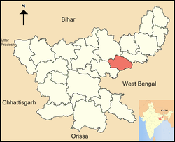 Location of Dhanbad district in Jharkhand