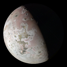 Global image of Jupiter's moon Io acquired by Juno's JunoCam camera on October 15, 2023 Juno JunoCam image of Io from October 15, 2023.png