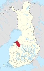 Central Ostrobothnia on a map of Finland