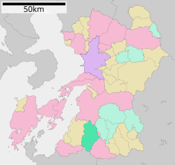 Location of Kuma in Kumamoto Prefecture