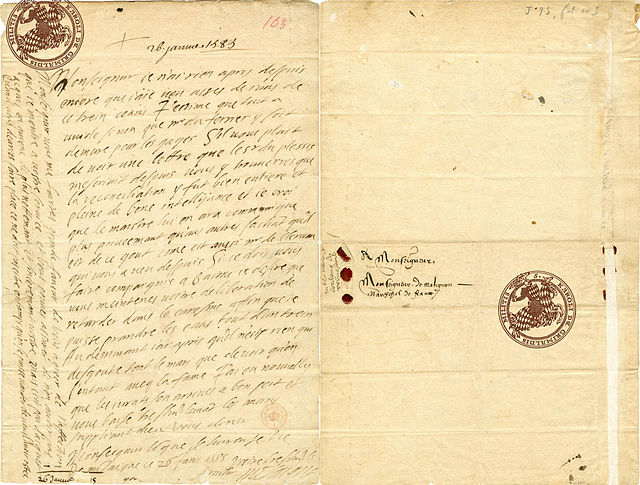 Письмо Мишеля де Монтеня маршалу де Матиньону от 26 января 1585 года