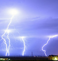 Lightning over the outskirts of Oradea, Romani...