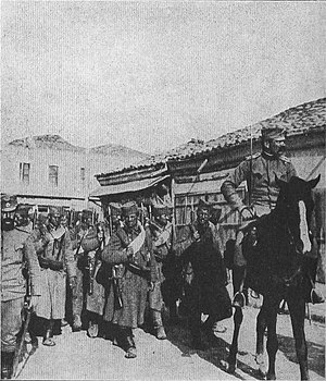Сербські війська під час битві на Дрині. 1914