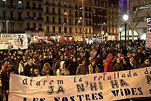 Demonstration in Barcelona on 22 January 2011, against the raise in the retirement age Manifestacio22gener.jpg