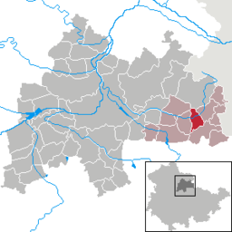 Tidigare läge av kommunen Mannstedt i Landkreis Sömmerda