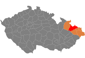Vị trí huyện Opava trong vùng Moravia–Silesia trong Cộng hòa Séc