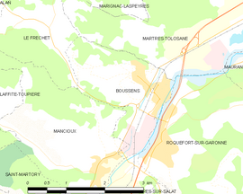 Mapa obce Boussens