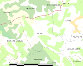 Mapa obce Milhac