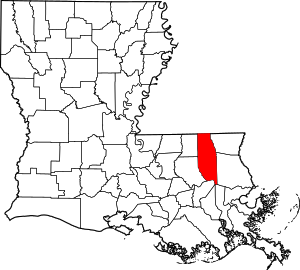 Map of Louisiana highlighting Tangipahoa Parish