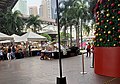 Stalls at the mall's open area during the Christmas season