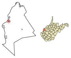 Location of Henderson in Mason County, West Virginia.