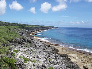 大東諸島南大東島の海岸（沖縄県島尻郡南大東村）。