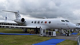 Gulfstream G500 exposé au salon aéronautique de Farnborough le 12 juillet 2016.