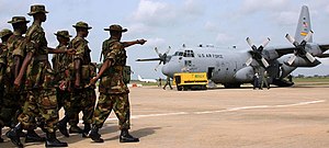 Nigerian troops, part of the United Nations Af...