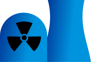 Nuclear power plant symbol in blue