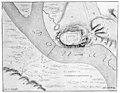 Map of Petrovaradin showcasing a pontoon bridge prior to the Hagen Bridge, 1692