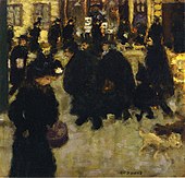 Figures in the Street; by Pierre Bonnard; ca. 1894; oil on paper, 24 × 25.5 cm.; Private collection