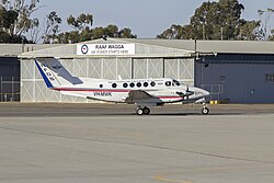 Royal Flying Doctor Service (VH-MWK) Beechcraft Super King Air B200C at Wagga Wagga Airport.jpg