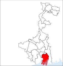 Расположение South 24 Parganas в Западной Бенгалии