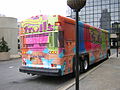 American International Toy Fair 2006. Bus decorated with Troll (toy) motif used for transport of attendees, at Javits Convention Center loading area