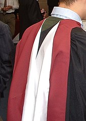 Master's hood at the University of Bristol UOB Masters hood.jpg