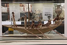 Profile of the Ure Museum's ancient Egyptian model funerary boat from Beni Hasan, Egypt