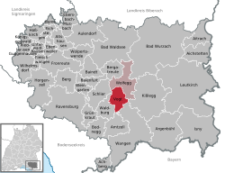 Elhelyezkedése Baden-Württemberg térképén