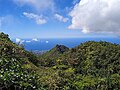 Vue sur la mer des Caraïbes depuis le sommet du morne Carmichaël.