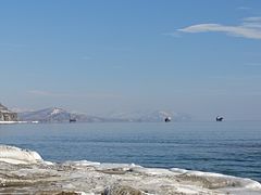 Baie de Roudnaïa et bateaux en février 2013.