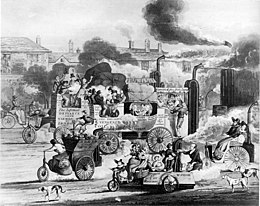 1831 cartoon warning about road hazards of the future 1831-View-Whitechapel-Road-steam-carriage-caricature.jpg