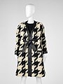 1968 coat, black and white houndstooth wool.