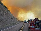 The Poco Wildfire jumps Fire Road 512 in the Tonto National Forest near Young, AZ on June 14, 2012.