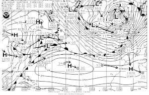 Bodenluftdruckkarte der NOAA für 24. Dezember, 0:00 Uhr UTC