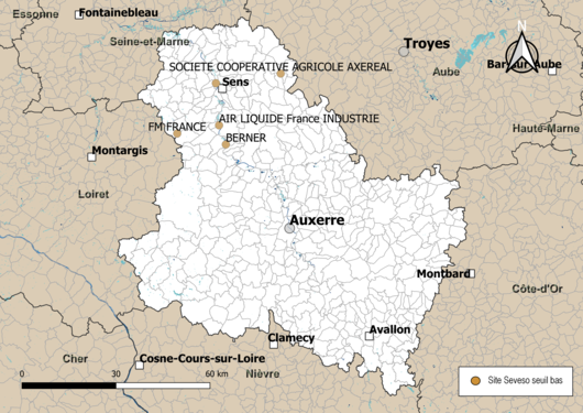 Carte des sites « Seveso seuil bas ».