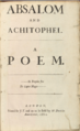 Absalom and Achitophel, satirisches Gedicht