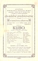 Позивница на позоришну представу Kubo, први комад у Ковачици изведен на словачком језику 1914. године
