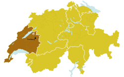 Mapa diecéze Lausanne, Ženevy a Fribourgu ve Švýcarsku