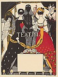 Ang pabalat sa librong Teatro ni Aleksander Blok nong1909. Ang mga guhit ni Konstantin Somov para sa makasagisag na makatang Ruso ay nagpapakita ng koneksyon sa pagitan ng simbolismo at mga artista ng Art Nouveau tulad ni Aubrey Beardsley .