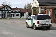 Border crossing to Canada at Beebe Plain, Vermont Border Patrol at Canadian border in Beebe Plain, Vermont.jpg