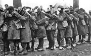 British 55th (West Lancashire) Division troops blinded by tear gas during the Battle of Estaires, 10 April 1918