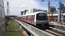 A Kawasaki Heavy Industries-CSR Sifang C151A train approaching Expo.