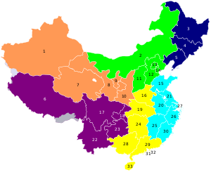 English: China's with provinces numbered for u...