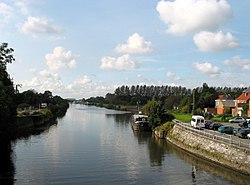 A Leie Comines-Warnetonnál a belga-francia határon