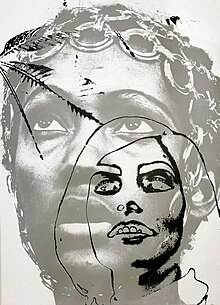 Eckart Schuster, Humanic Werbesport Schwimmbardfüller, 1969–70, solarisiertes Portrait v. Marisa Mell, Doppelbelichtung auf Fotopapier