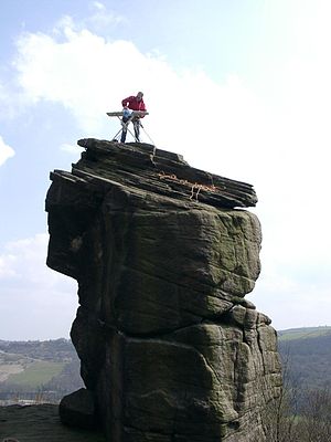 English: Extreme Ironing on Rivelin Needle, Sh...