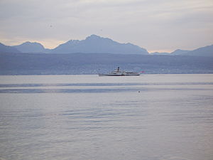 Steamboat on Lake Geneva, near Lausanne (Switz...